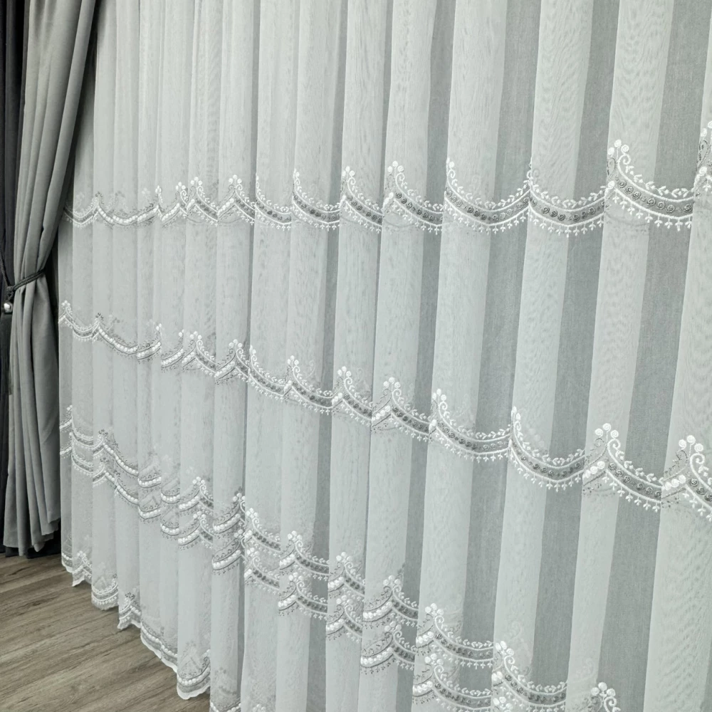 Тюль бамбук №109 серый