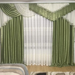 Готовые шторы с ламбрекеном №321 салатовый