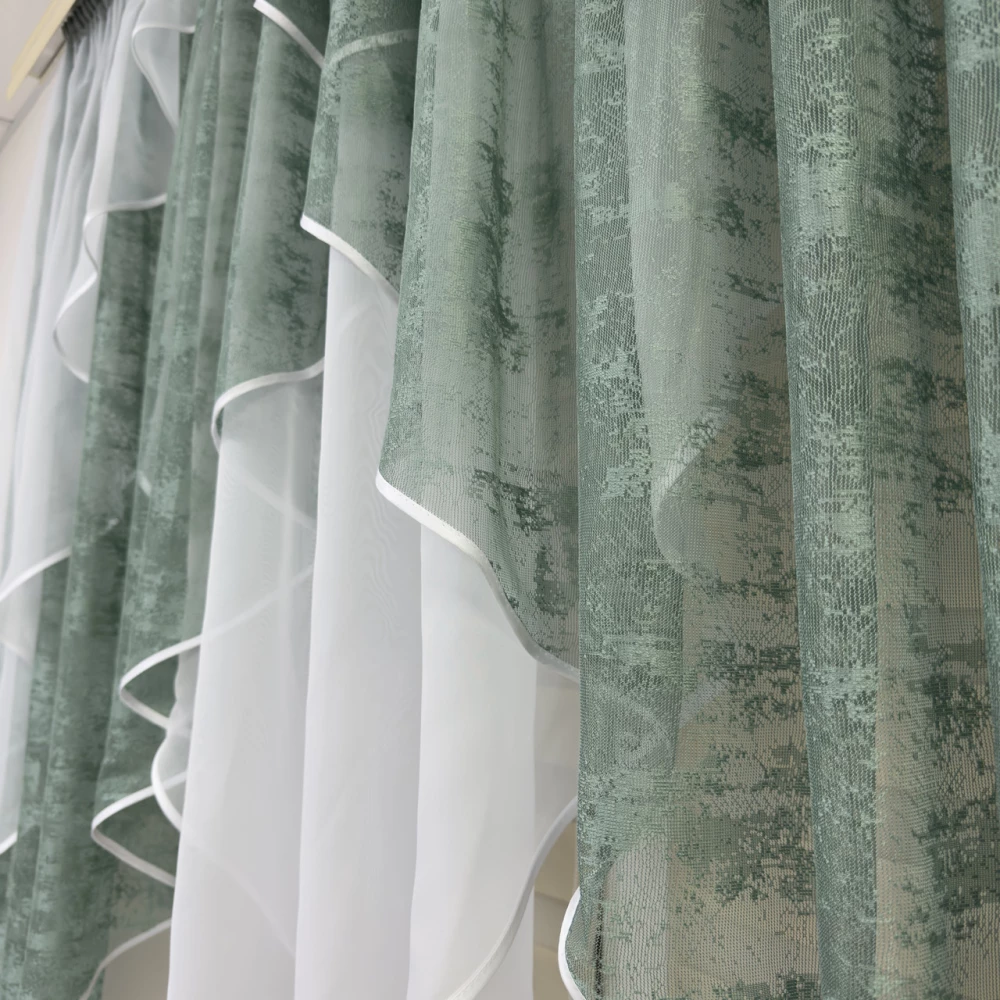 Занавеска на кухню жаккард №463 зелёная