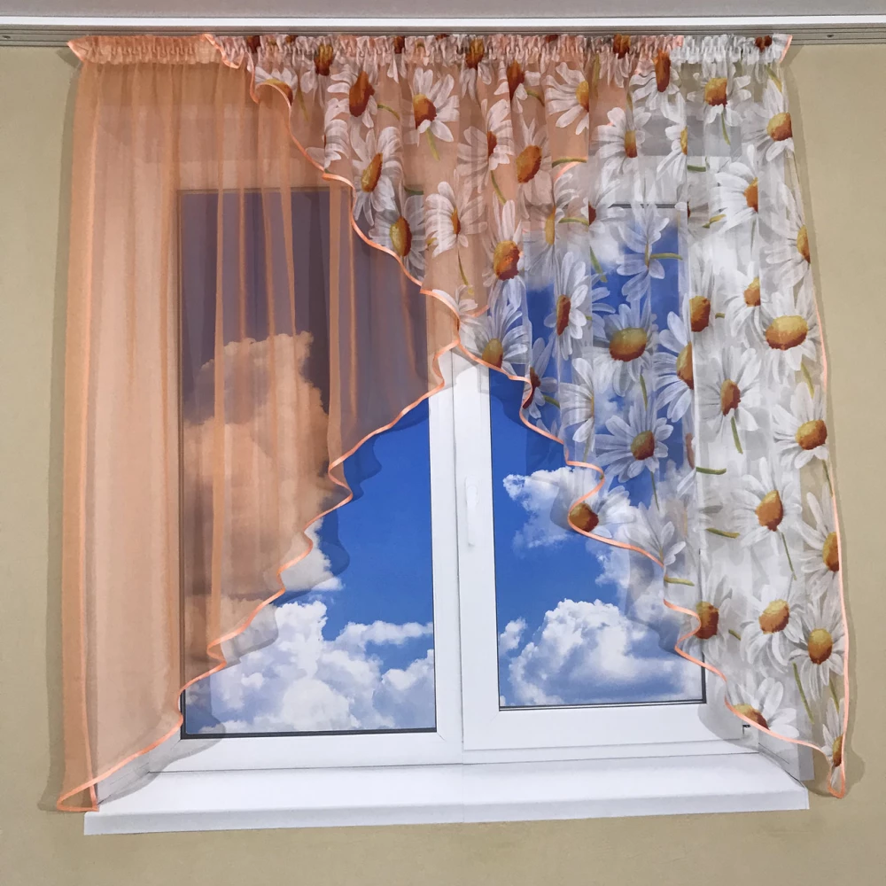 Кухонная занавеска на маленькое окно №418 персик