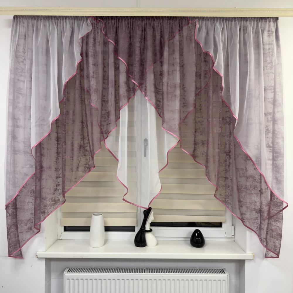 Фіранка жаккардова на кухню №463 малинова