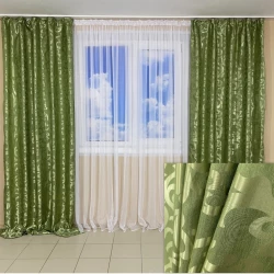Легкі готові штори Вензель зелений