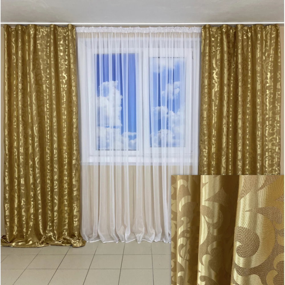 Легкі готові штори Вензель золото