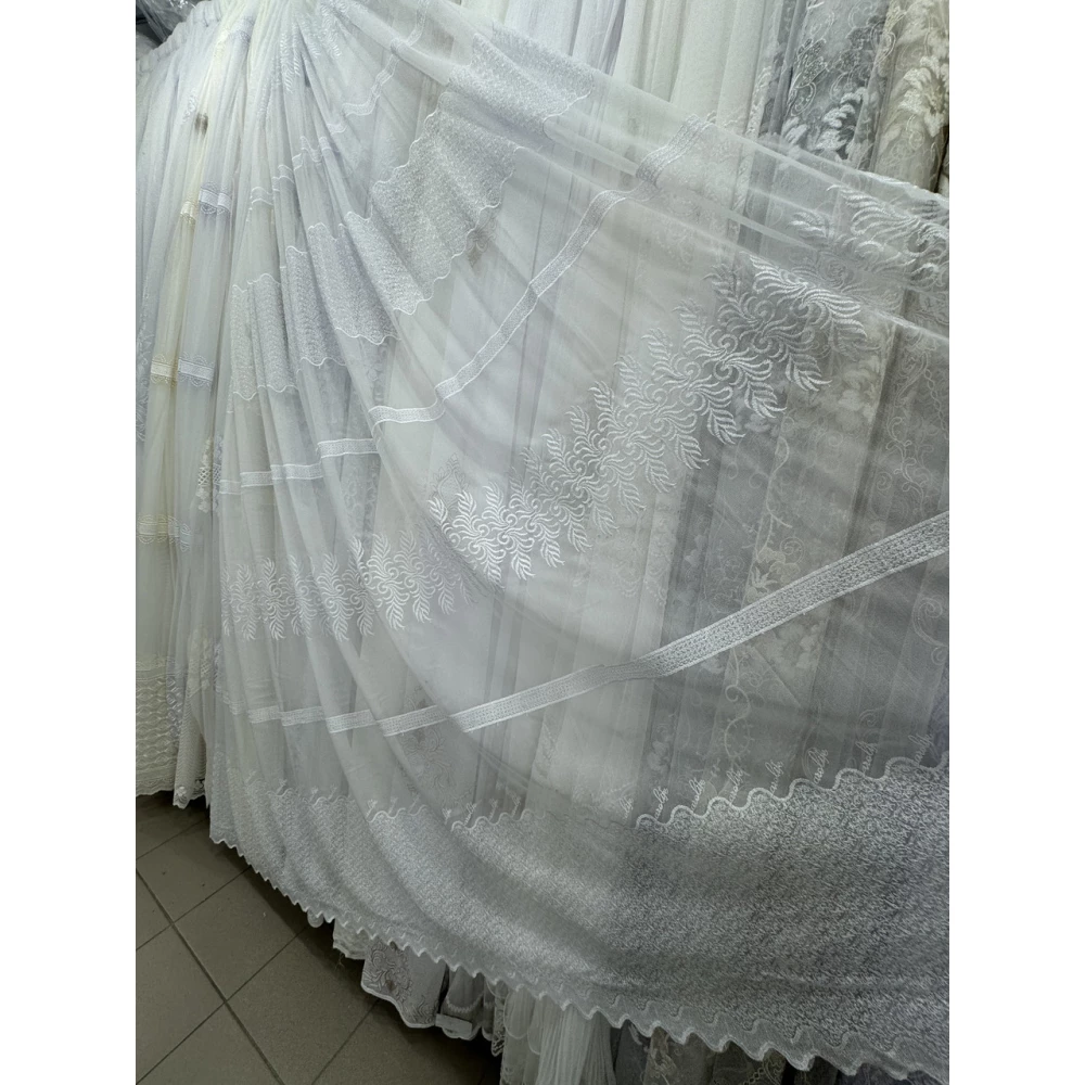 Тюль бамбук №156-1111 белый на отрез