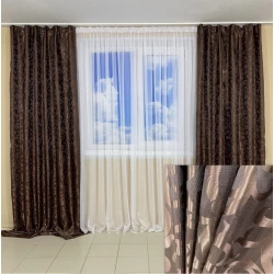Легкі готові штори Вензель шоколад