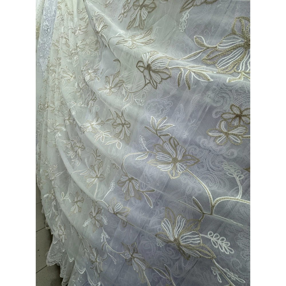 Бамбукова тюль Keten №5049 у вітальню, спальню беж