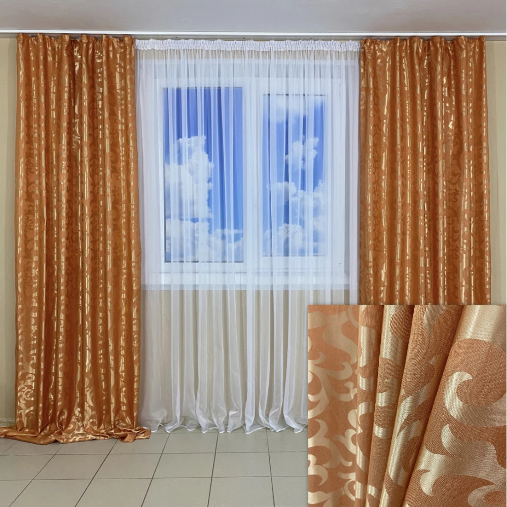 Легкі готові штори Вензель персик