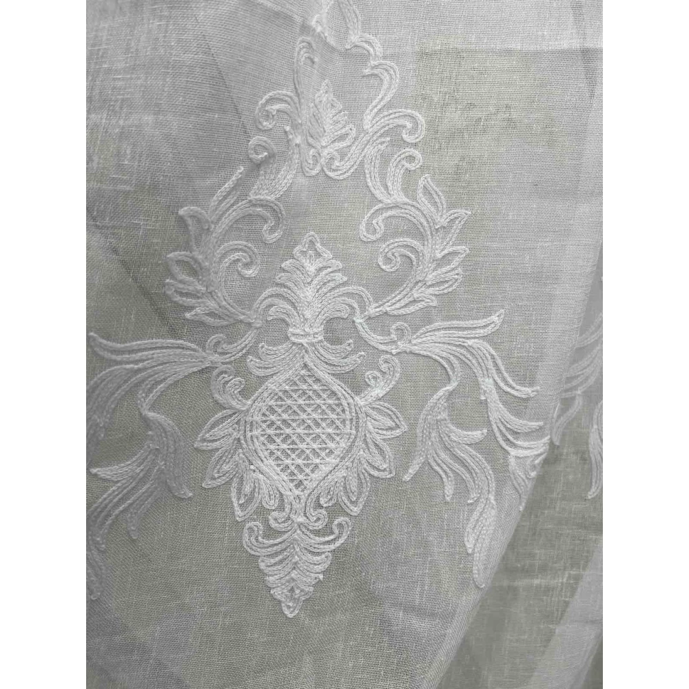 Тюль лен с вышивкой Keten №4527 кремовый 