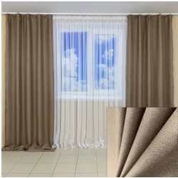 Готові штори Льон рогожка карамель