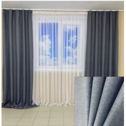 Готові штори Льон рогожка сірий