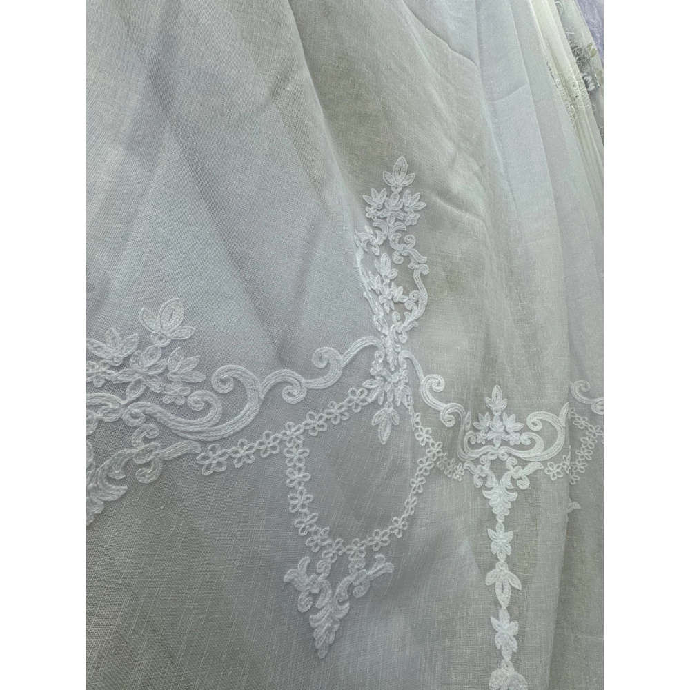 Тюль льон з вишивкою Keten №5150 білий