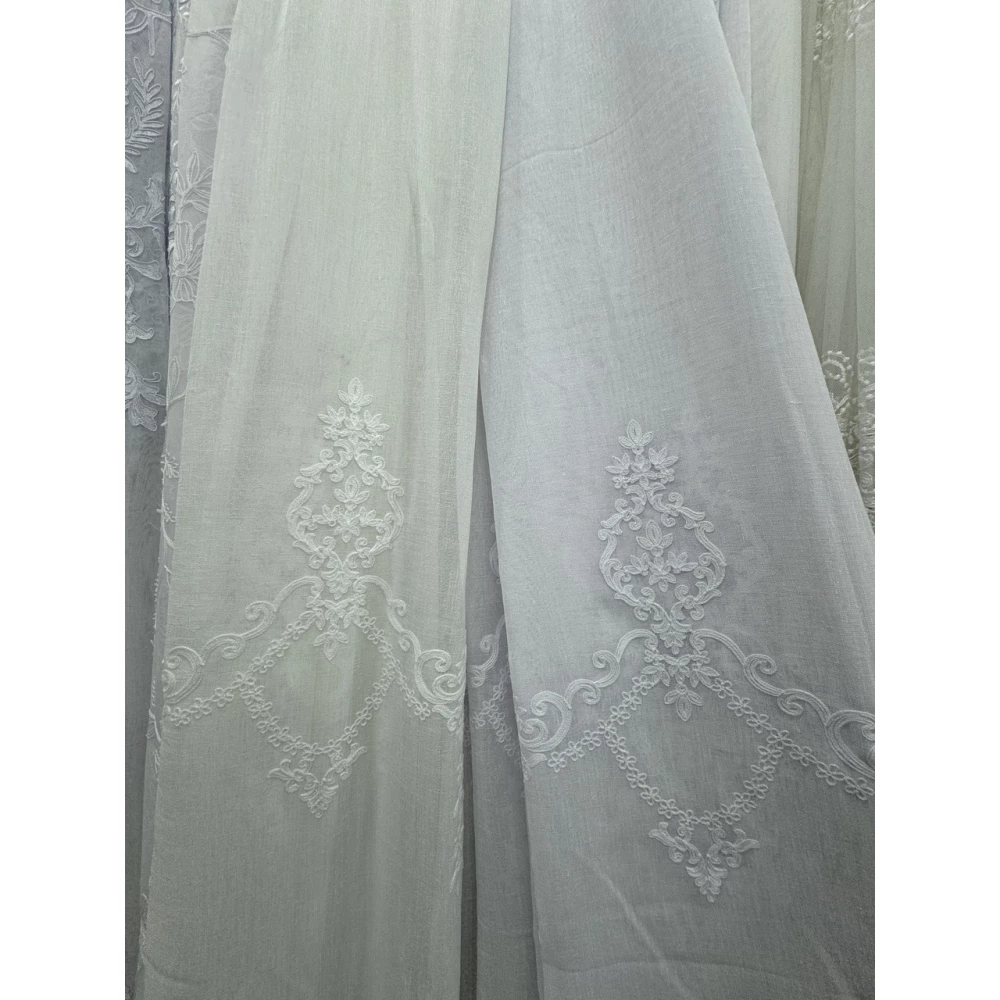 Тюль льон з вишивкою Keten №5150 молочний