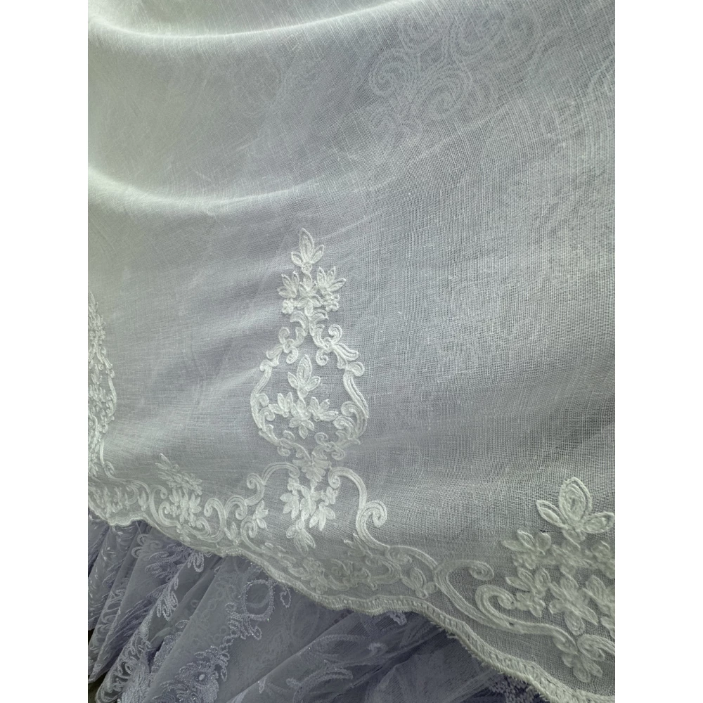 Тюль льон з вишивкою Keten №5150 молочний