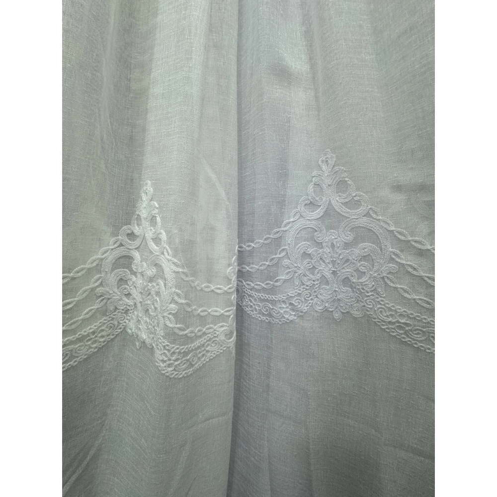 Тюль льон з вишивкою Keten до вікна №3122 білий