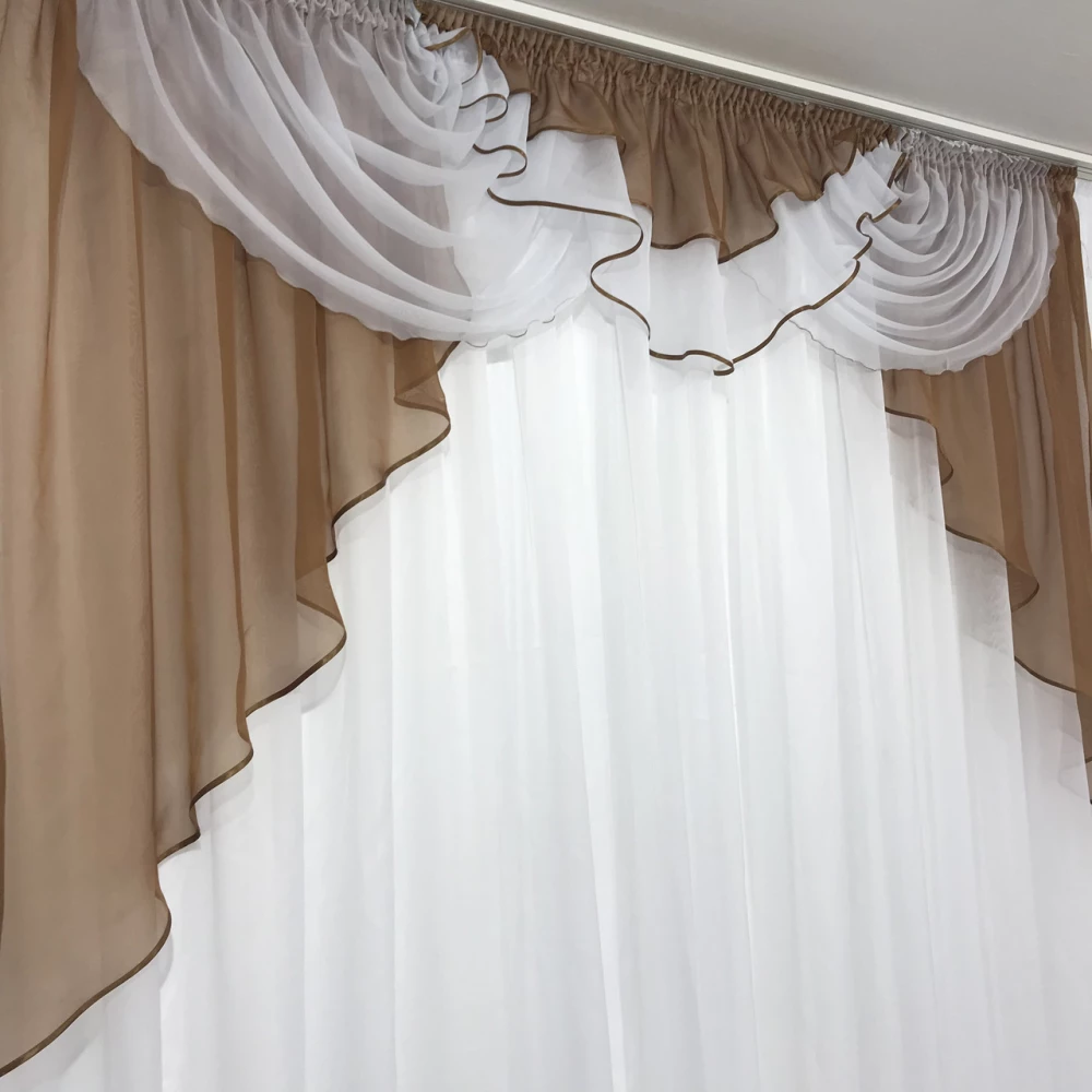 Ламбрекен шифоновий №102 2-2,50 м коричневий