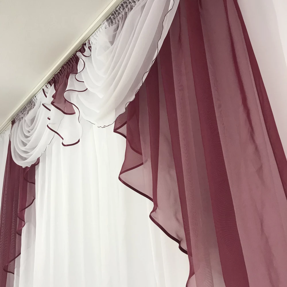 Ламбрекен шифоновый №102 2-2,50м бордовый