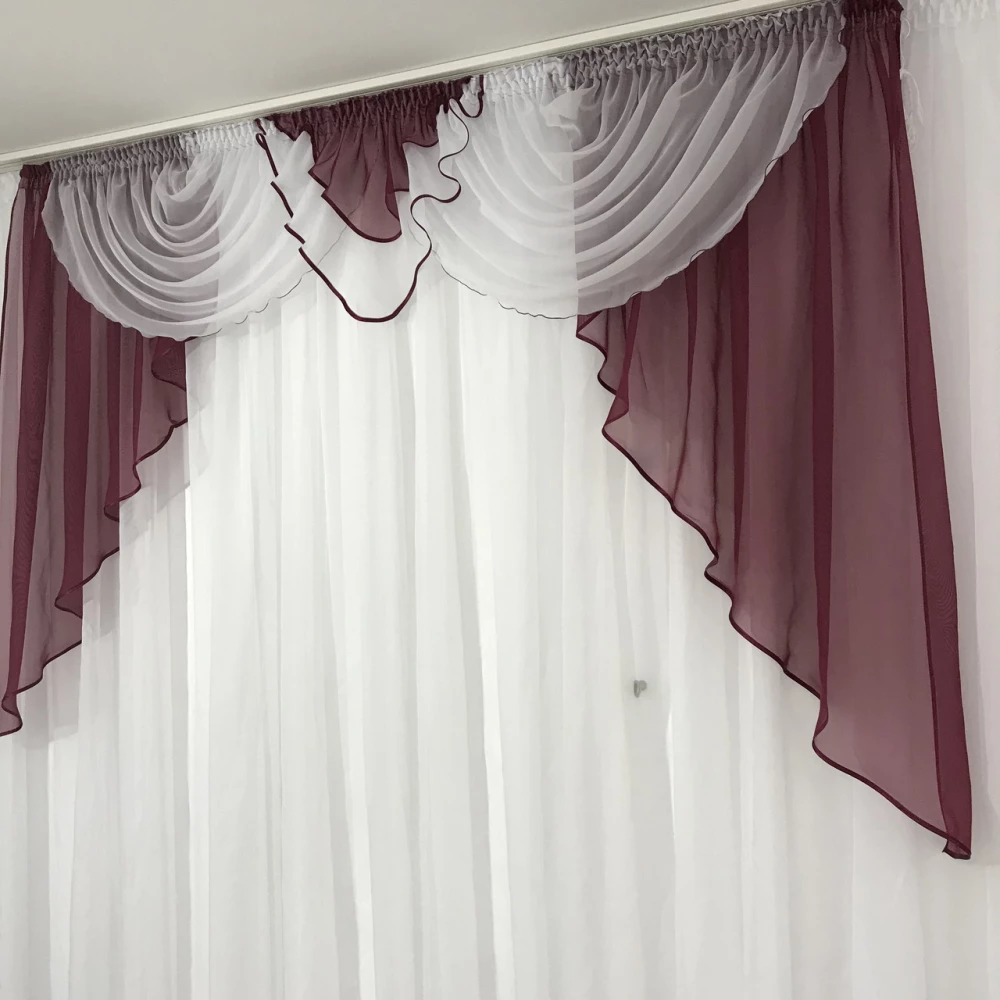 Ламбрекен шифоновый №102 2-2,50м бордовый