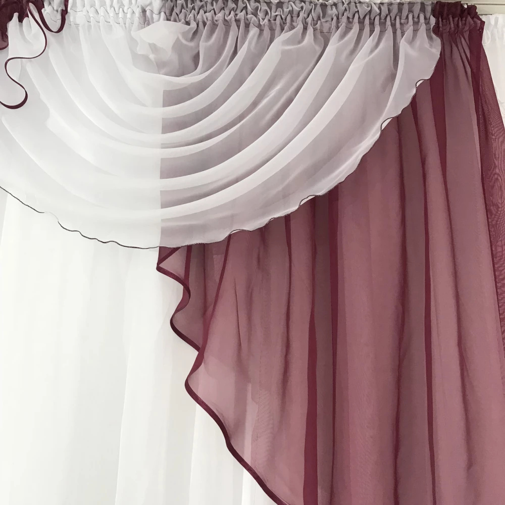 Ламбрекен шифоновый №102 2-2,50м бордовый