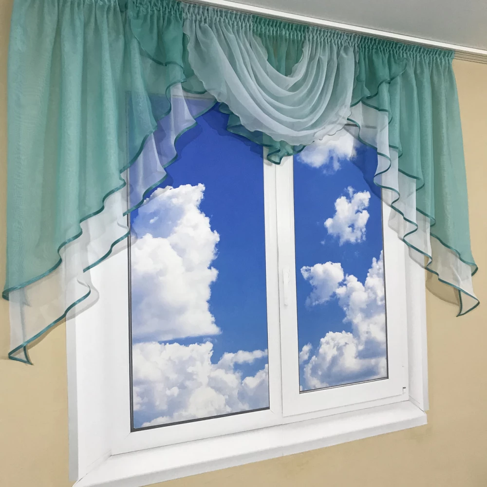 Ламбрекен шифоновый 2м №100 бирюза