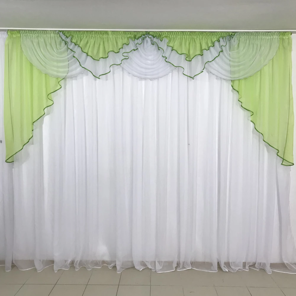 Ламбрекен шифоновий №103 на карниз 3-3,5 м салатовий