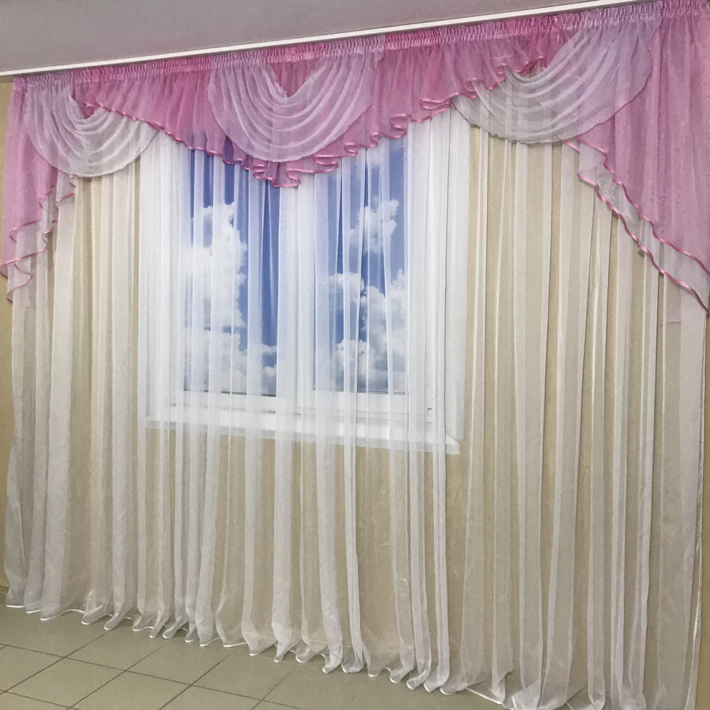 Ламбрекен шифоновый 3-3,5м №101 розовый