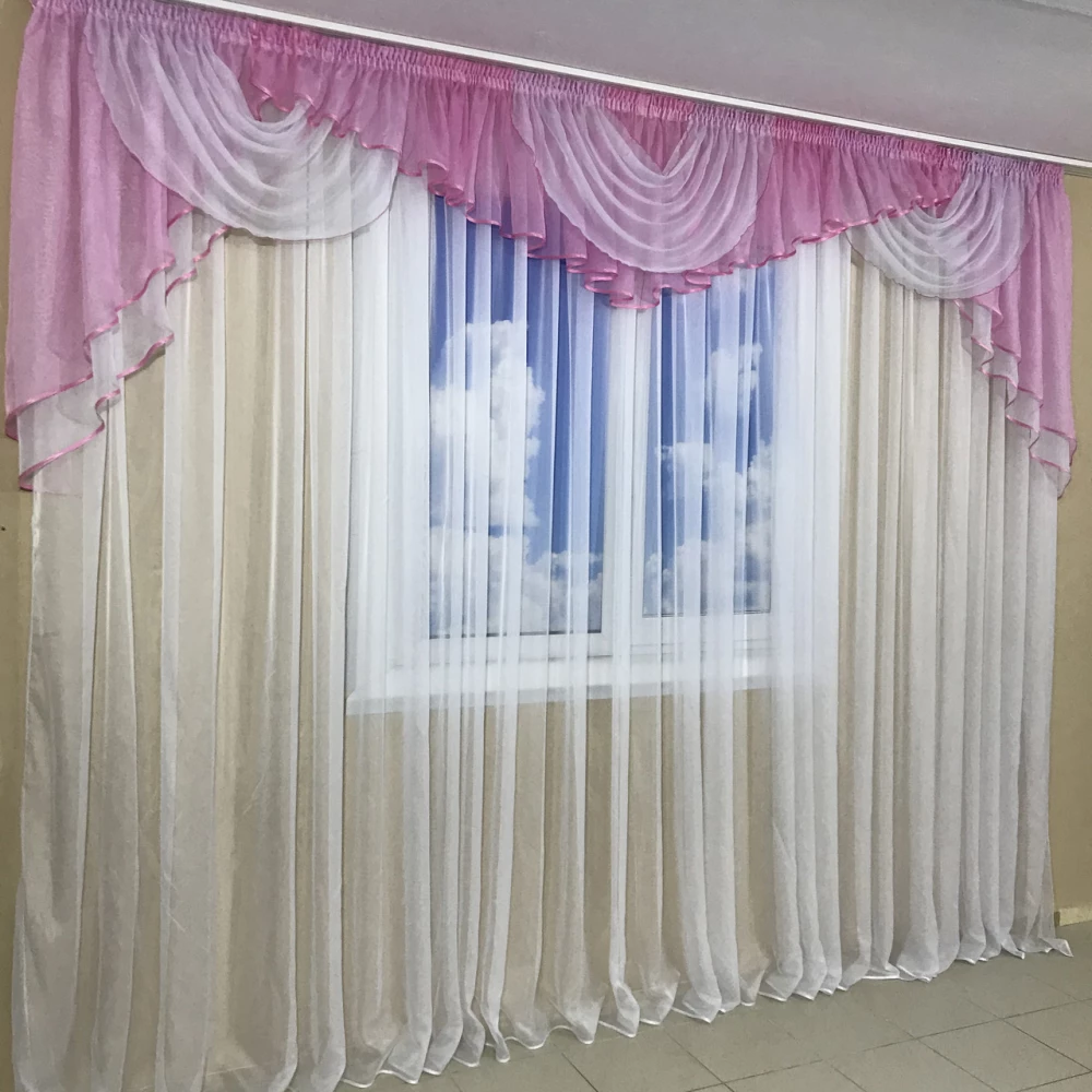 Ламбрекен шифоновый 3-3,5м №101 розовый