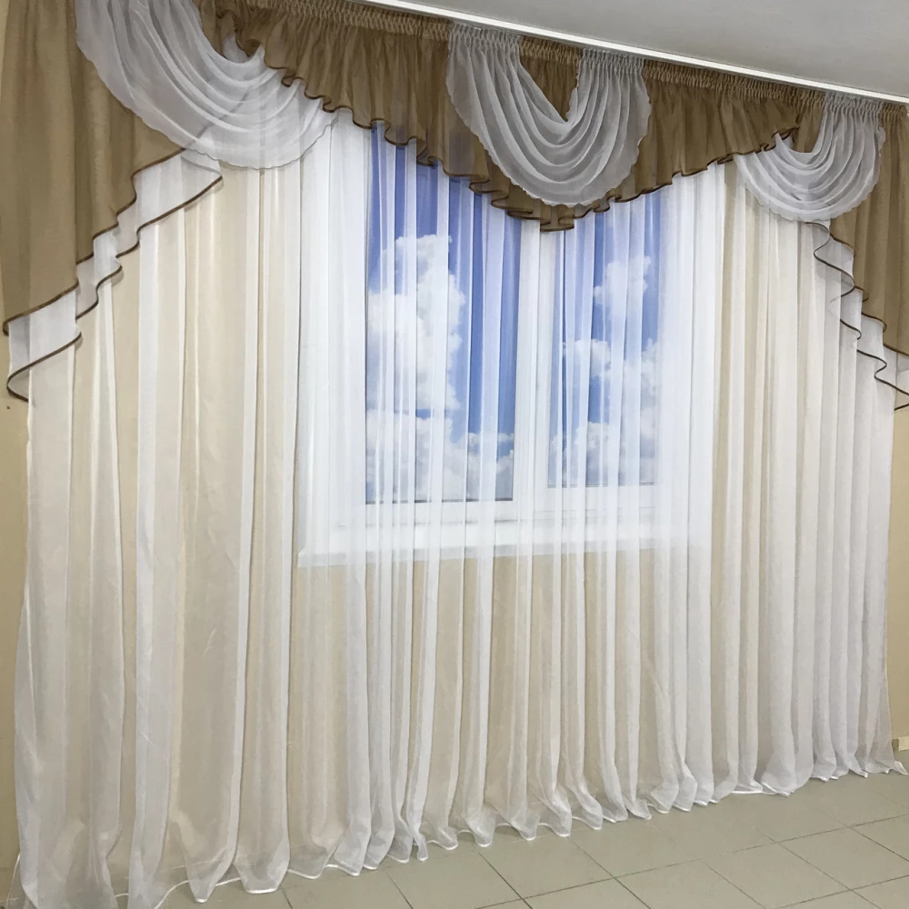 Ламбрекен шифоновий 3-3,5 м №101 коричневий