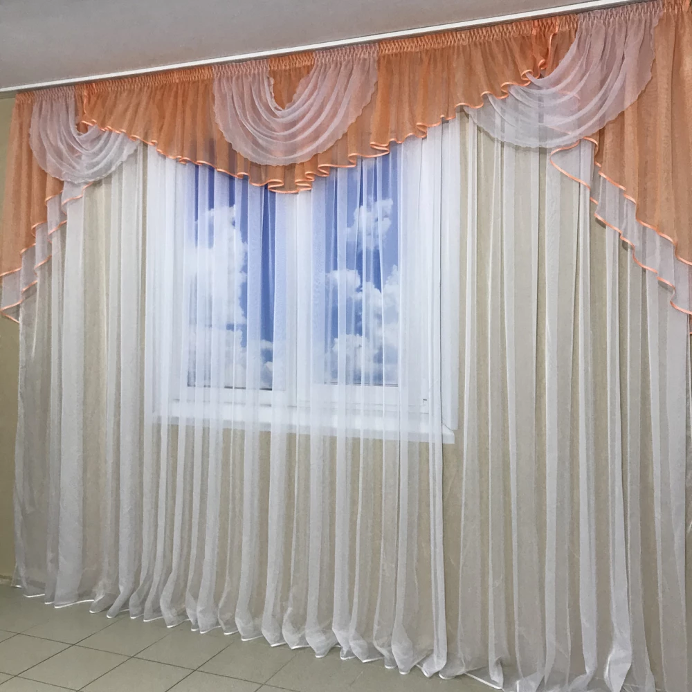 Ламбрекен шифоновый 3-3,5м №101 персик