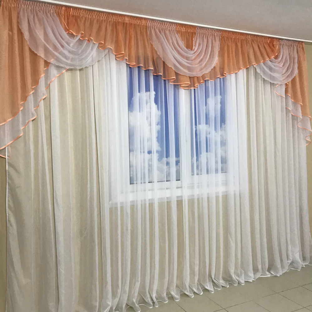 Ламбрекен шифоновый 3-3,5м №101 персик