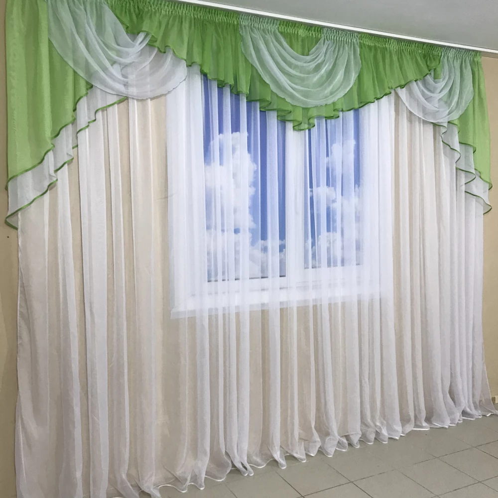 Ламбрекен шифоновий 3-3,5 м №101 салатовий