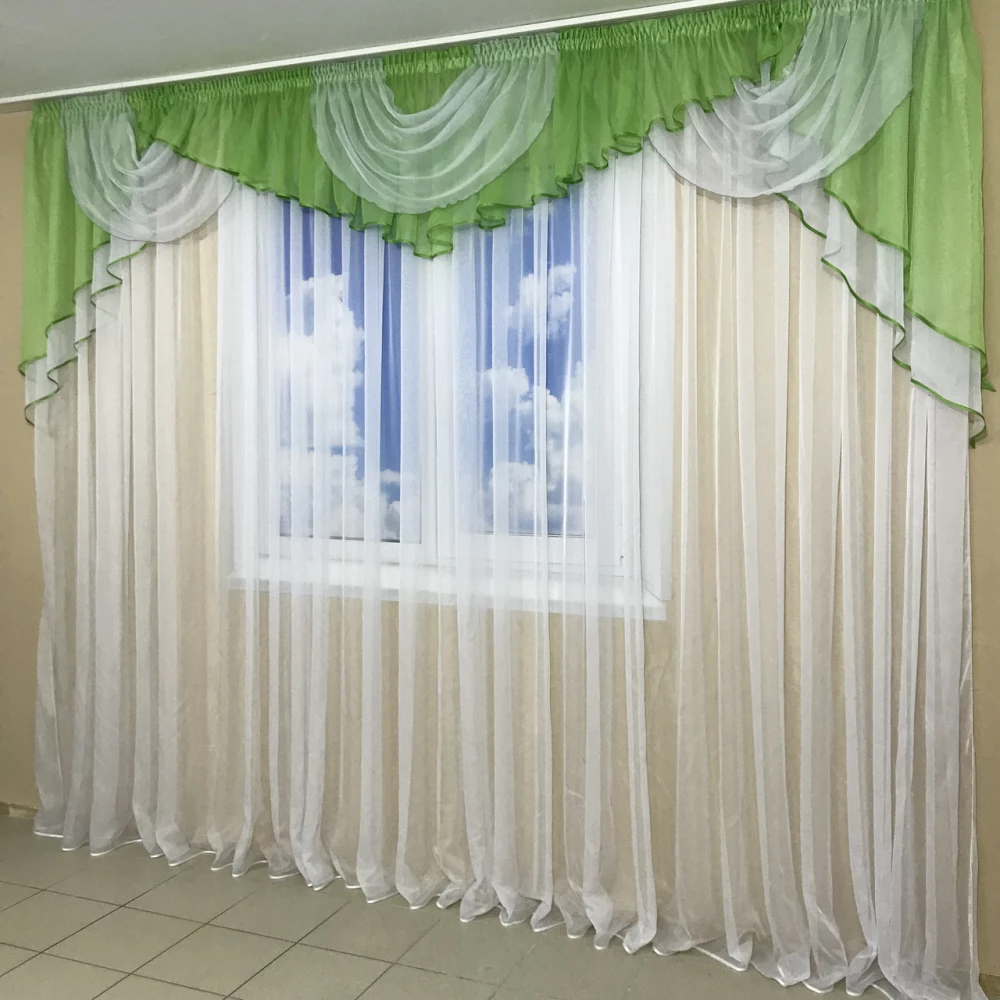 Ламбрекен шифоновий 3-3,5 м №101 салатовий