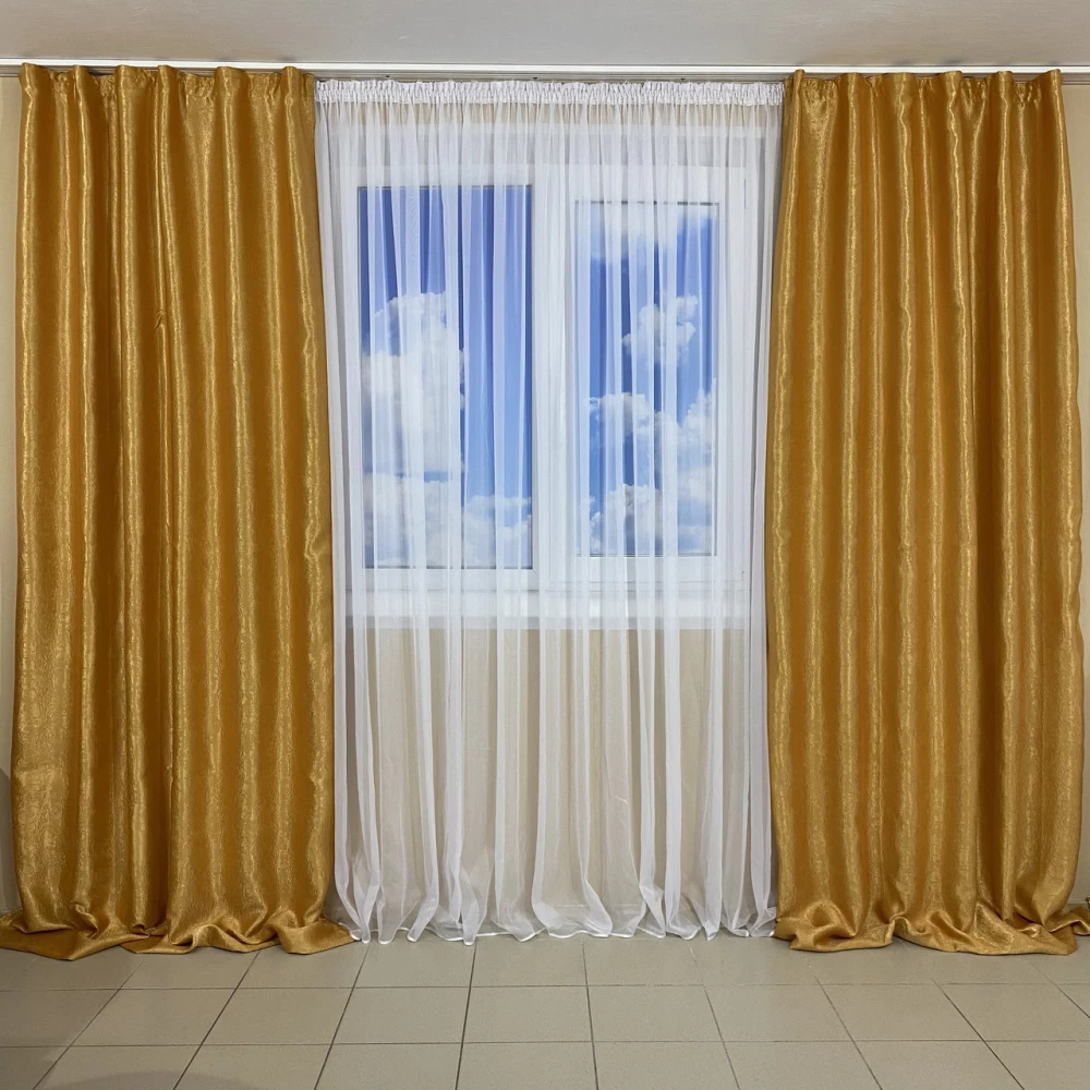 Комплект готових штор для спальні, дитячої, вітальні Блекаут-Софт Золото 250-9