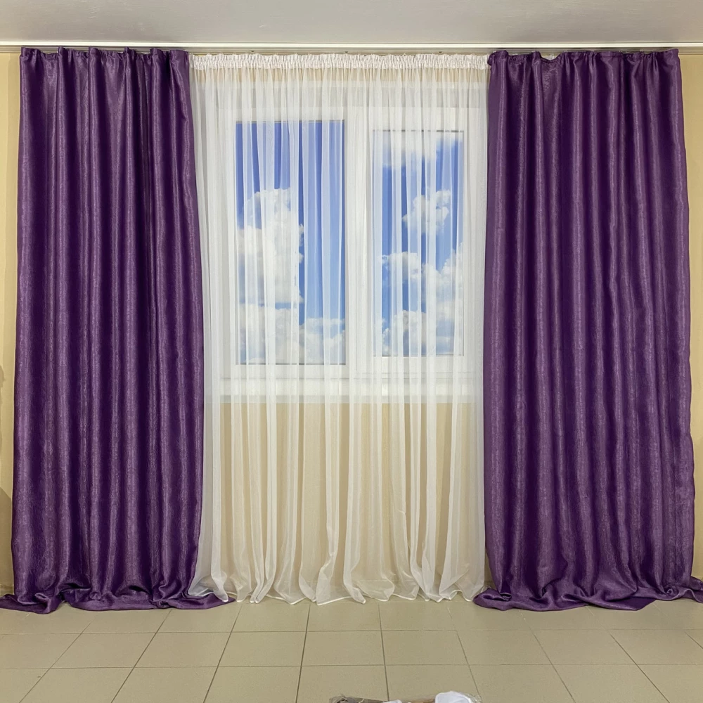 Комплект готових штор для спальні, дитячої, вітальні Блекаут-Софт Бузковий 250-18