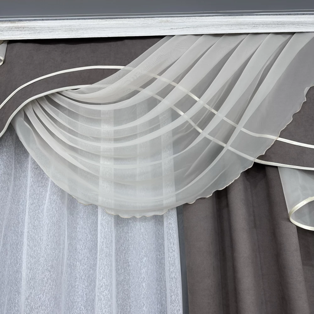 Комплект штор с ламбрекеном № 453 мокко