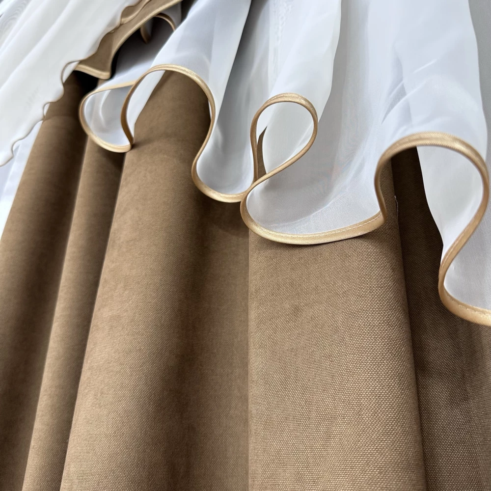 Комплект штор с ламбрекеном № 453 коричневый