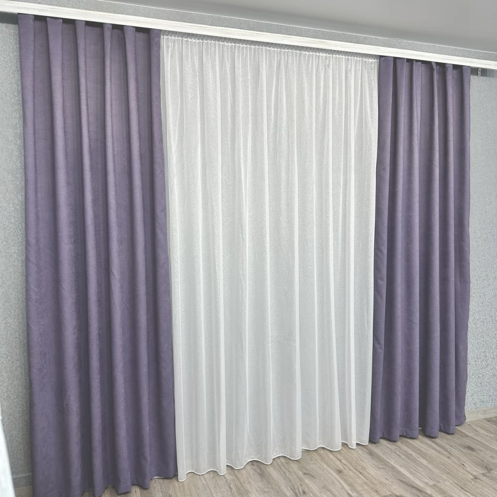 Готові штори однотонні Мікровелюр лаванда