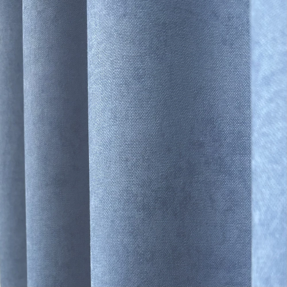 Готовые шторы однотонные Микровелюр голубой