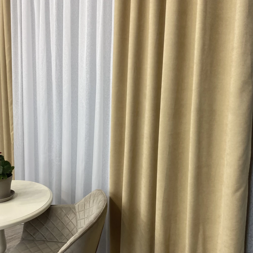Готові штори однотонні Мікровелюр беж