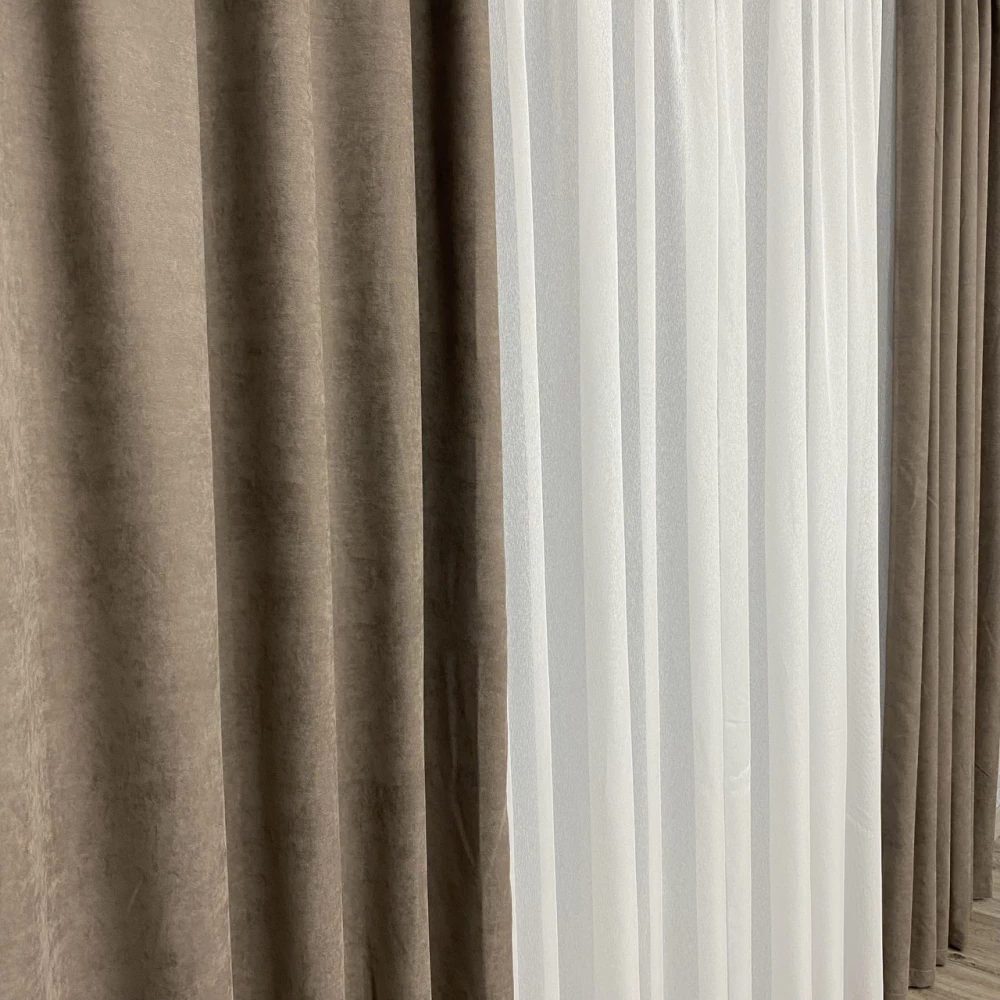 Готовые шторы однотонные Микровелюр мокко