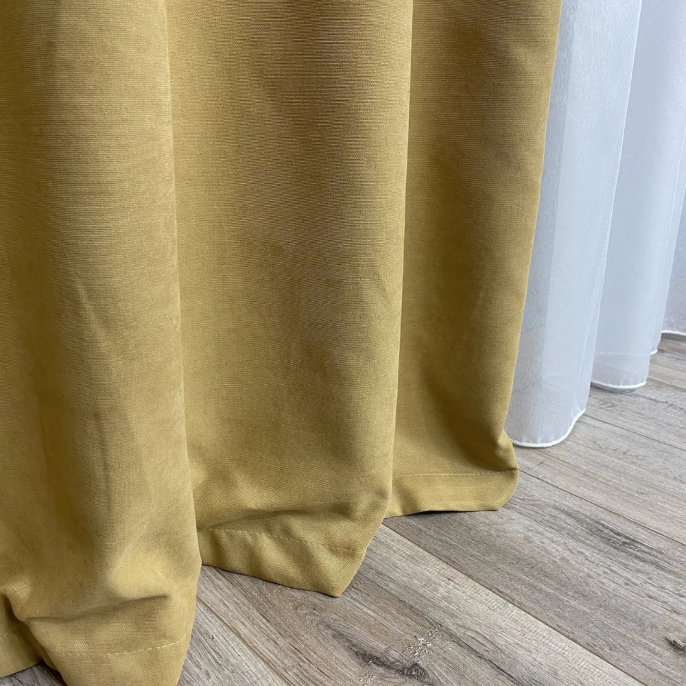 Готовые шторы однотонные Микровелюр золото