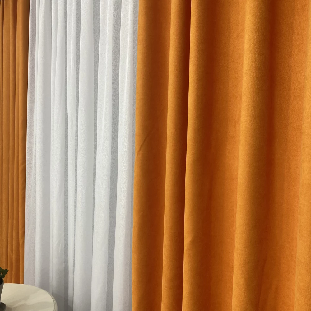 Готові штори однотонні Мікровелюр помаранчевий