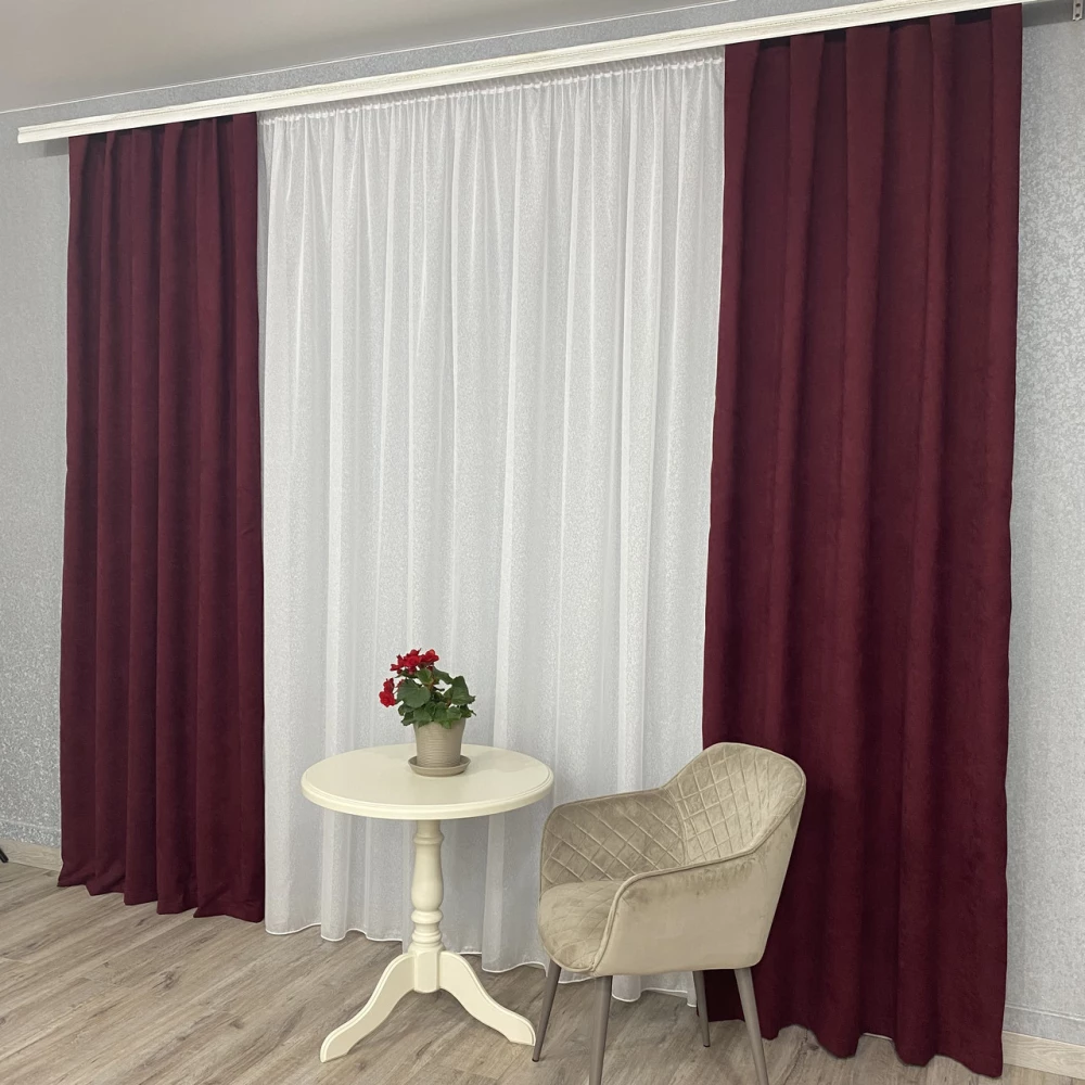 Готові штори однотонні Мікровелюр крем