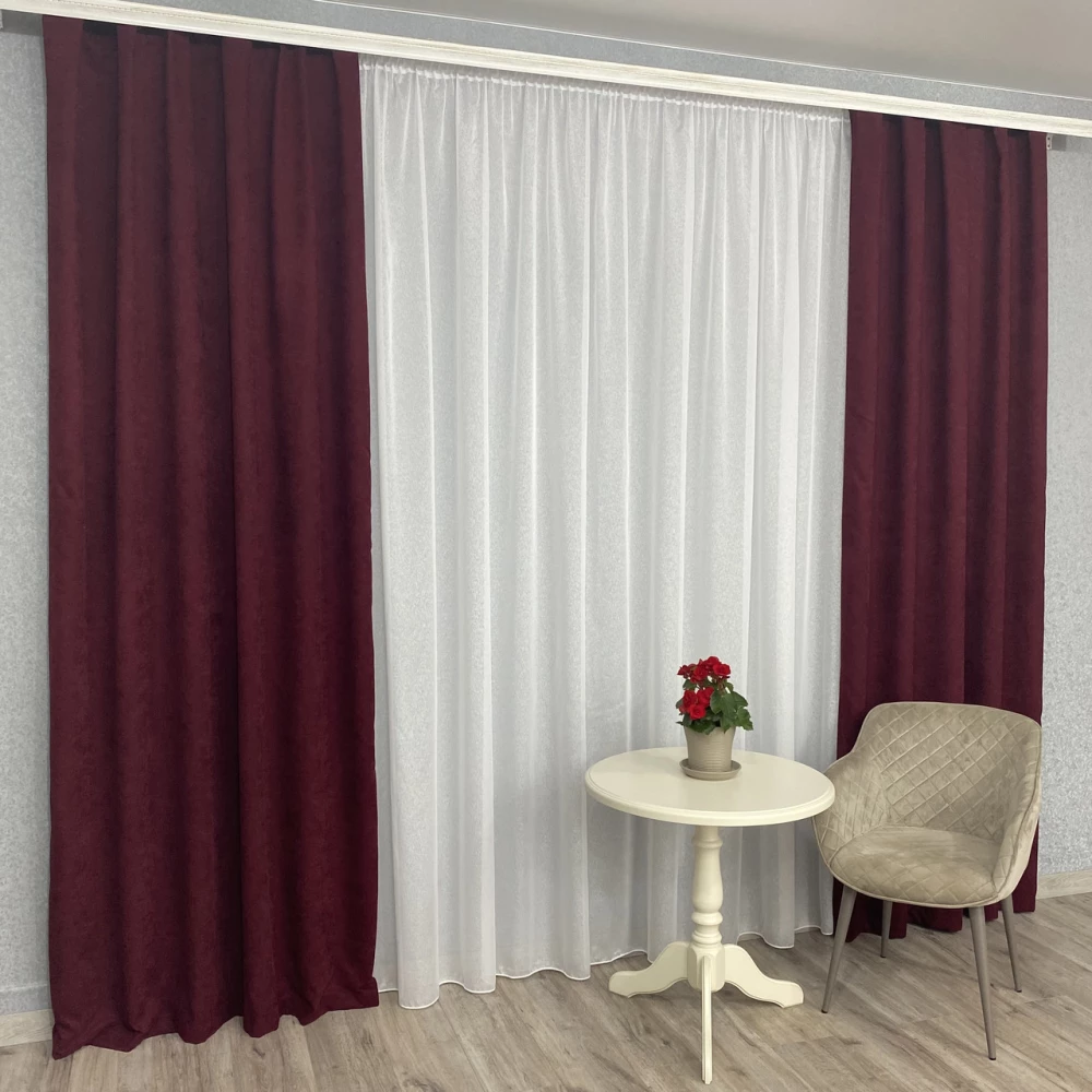 Готові штори однотонні Мікровелюр крем