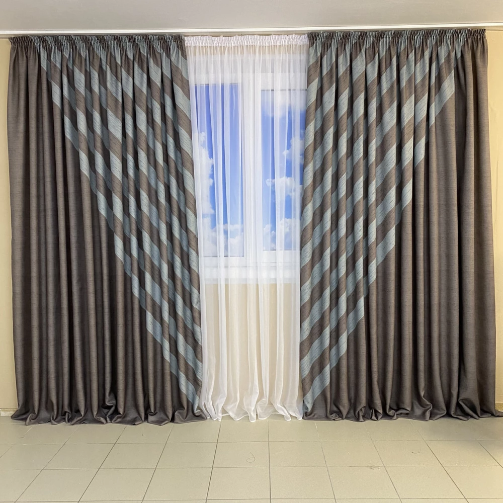 Комплект готових штор Панно Сіро-блакитний