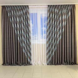 Комплект готових штор Панно Сіро-блакитний