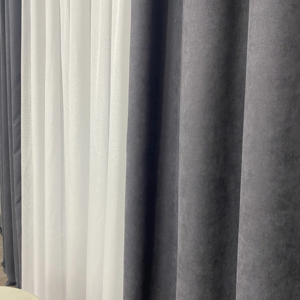 Готові штори однотонні Мікровелюр графіт