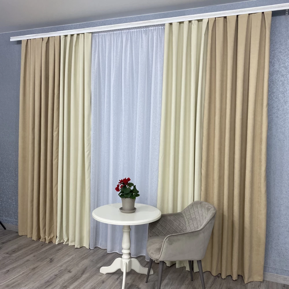 Штори мікровелюр Дует №450 беж-крем