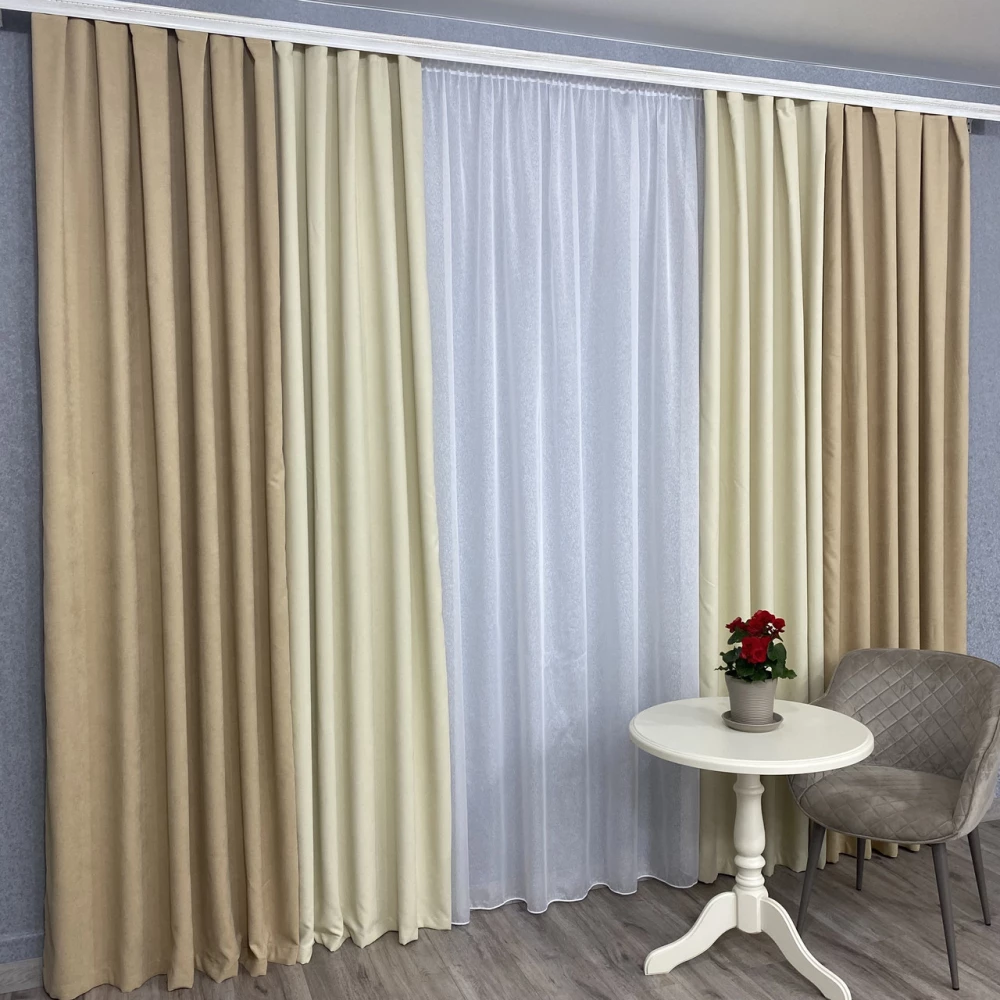 Штори мікровелюр Дует №450 беж-крем