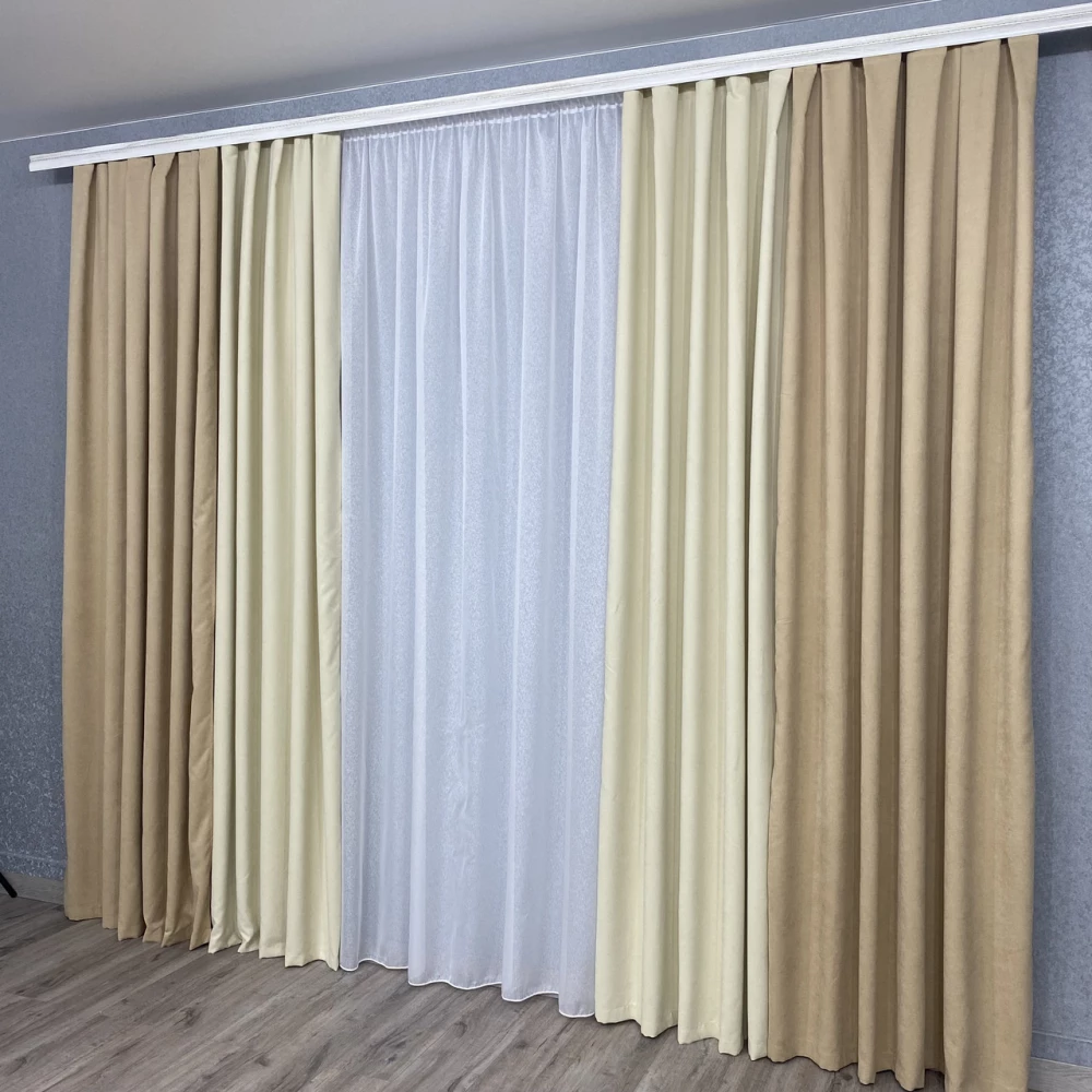 Штори мікровелюр Дует №450 беж-крем