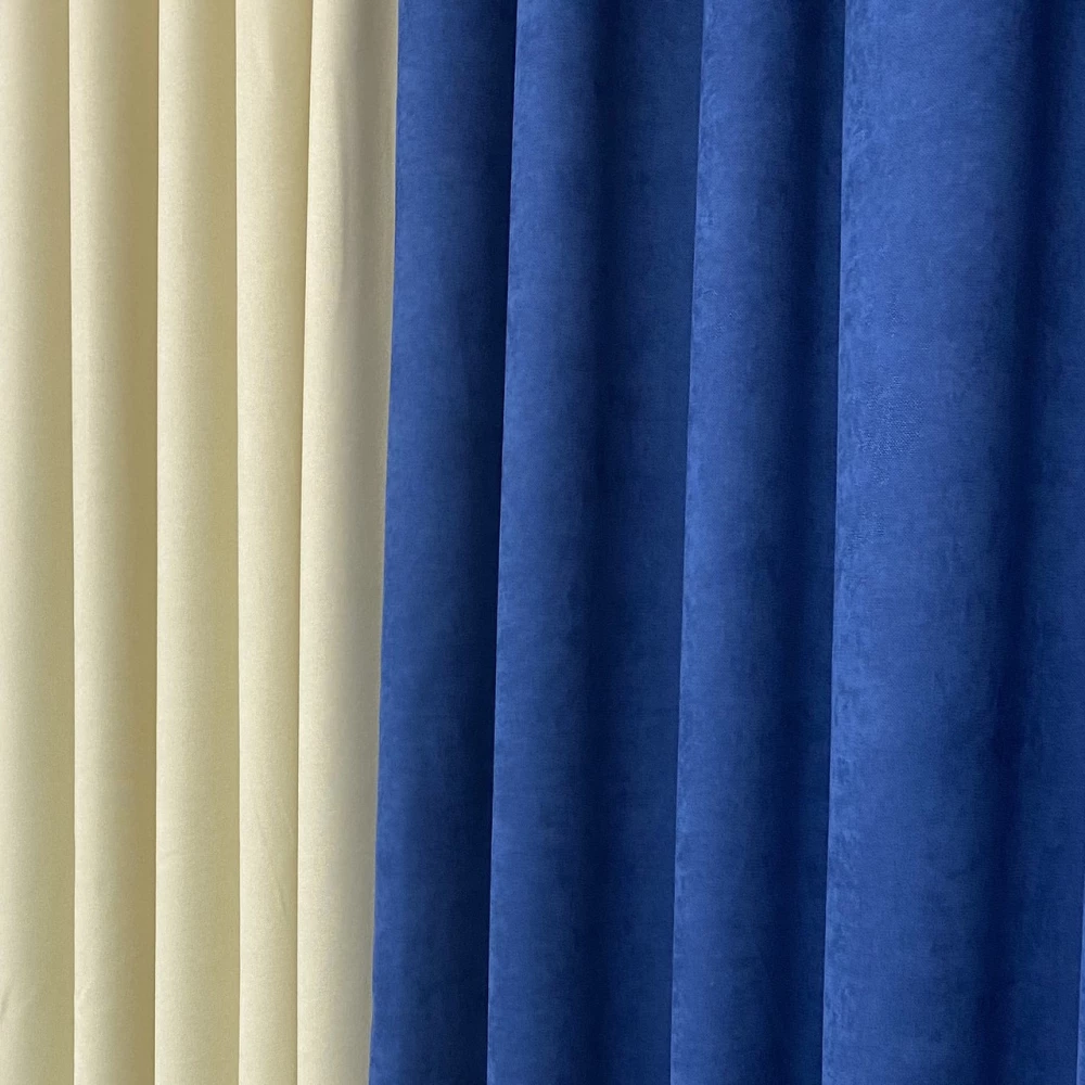 Шторы микровелюр Дуэт №450 синий-крем